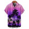 Chemise boutonnée à imprimé cocotiers ombré pour homme, idéale pour les vacances à la plage - Pourpre 5XL