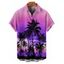 Chemise boutonnée à imprimé cocotiers ombré pour homme, idéale pour les vacances à la plage - Pourpre 5XL
