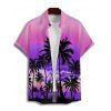 Chemise boutonnée à imprimé cocotiers ombré pour homme, idéale pour les vacances à la plage - Pourpre 5XL