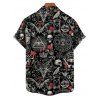 Chemise gothique boutonnée pour homme, motif tête de mort et chauve-souris, pour Halloween - Noir L