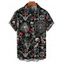 Chemise gothique boutonnée pour homme, motif tête de mort et chauve-souris, pour Halloween - Noir L
