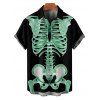 Chemise boutonnée gothique à imprimé squelette pour homme pour Halloween - Vert S