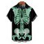 Chemise boutonnée gothique à imprimé squelette pour homme pour Halloween - Vert S