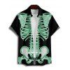 Chemise boutonnée gothique à imprimé squelette pour homme pour Halloween - Vert S
