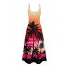 Robe de vacances ombrée pour la plage, imprimé cocotier, robe longue à bretelles spaghetti et poches - Orange S | US 4