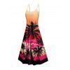Robe de vacances ombrée pour la plage, imprimé cocotier, robe longue à bretelles spaghetti et poches - Orange S | US 4