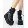 Gothic Women Outfit Lace Up Crisscross Mini Dress and Heart Lace Choker Buckle Straps Boots Set - Pourpre S | US 4