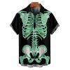 Gothic Couple Outfit Skeleton Print Spaghetti Strap Mini Dress and Shirt Halloween Set - Vert S | US 4