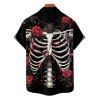 Gothic Couple Outfit Skull Rose Print Spaghetti Strap Mini Dress and Shirt Set for Halloween - Noir S | US 4