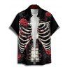 Gothic Couple Outfit Skull Rose Print Spaghetti Strap Mini Dress and Shirt Set for Halloween - Noir S | US 4
