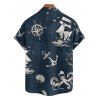 Vacation Couple Outfit for Beach Anchor Octopus Print Spaghetti Strap Mini Dress and Shirt Set - Bleu de Minuit S | US 4