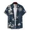 Vacation Couple Outfit for Beach Anchor Octopus Print Spaghetti Strap Mini Dress and Shirt Set - Bleu de Minuit S | US 4