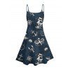 Vacation Couple Outfit for Beach Anchor Octopus Print Spaghetti Strap Mini Dress and Shirt Set - Bleu de Minuit S | US 4