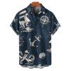 Vacation Couple Outfit for Beach Anchor Octopus Print Spaghetti Strap Mini Dress and Shirt Set - Bleu de Minuit S | US 4