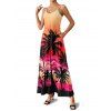 Vacation Couple Outfit for Beach Ombre Coconut Tree Print Pocket Long Dress and Shirt Set - Orange S | US 4