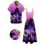 Vacation Couple Outfit for Beach Ombre Coconut Tree Print Pocket Long Dress and Shirt Set - Pourpre S | US 4
