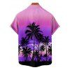 Vacation Couple Outfit for Beach Ombre Coconut Tree Print Pocket Long Dress and Shirt Set - Pourpre S | US 4
