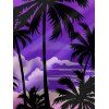 Vacation Couple Outfit for Beach Ombre Coconut Tree Print Pocket Long Dress and Shirt Set - Pourpre S | US 4