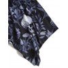 Robe gothique pour Halloween, robe mi-longue à imprimé feuilles et têtes de mort, bretelles à boucle - Noir S | US 4