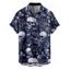 Chemise boutonnée gothique pour homme, motif tête de mort et feuilles, pour Halloween - Noir M