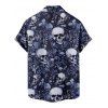 Chemise boutonnée gothique pour homme, motif tête de mort et feuilles, pour Halloween - Noir M