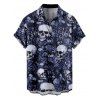 Gothic Couple Outfit Skulls Leaf Print Buckle Asymmetrical Midi Dress and Shirt Set for Halloween - Noir S | US 4