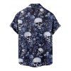 Gothic Couple Outfit Skulls Leaf Print Buckle Asymmetrical Midi Dress and Shirt Set for Halloween - Noir S | US 4