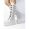 Buckle Strap Back Zipper Thick Platform Punk Style Knee-high Boots - Blanc EU 43