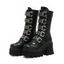 Solid Color Buckle Strap Back Zipper Thick Platform Punk Style Boots - Noir EU 42