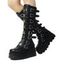 Buckle Strap Back Zipper Thick Platform Punk Style Knee-high Boots - Blanc EU 43
