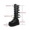 Buckle Strap Back Zipper Thick Platform Punk Style Knee-high Boots - Noir EU 36