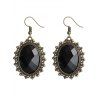 Accessoires de style vintage en dentelle avec pierres précieuses artificielles, bracelet ras du cou avec bague et boucles d'oreilles, ensemble gothique - Noir 