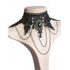 Accessoires de style vintage en dentelle avec pierres précieuses artificielles, bracelet ras du cou avec bague et boucles d'oreilles, ensemble gothique - Noir 