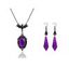 Ensemble de boucles d'oreilles géométriques et collier en pierres artificielles style chauve-souris, accessoires gothiques pour Halloween - Pourpre 