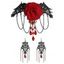 Accessoires gothiques pour Halloween Ensemble ras du cou en dentelle avec chaîne en rose et boucles d'oreilles à pompons - Noir 