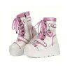Colorblock Heart Chain Embellishment Lace Up Side Zipper Thick Platform Punk Style Boots - Rose clair EU 35