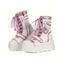 Colorblock Heart Chain Embellishment Lace Up Side Zipper Thick Platform Punk Style Boots - Noir EU 35