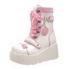 Colorblock Heart Chain Embellishment Lace Up Side Zipper Thick Platform Punk Style Boots - Rose clair EU 35