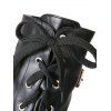 Solid Color Buckle Strap Lace Up Thick Platform Vintage Knee-high Boots - Noir EU 42