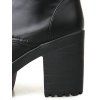 Solid Color Buckle Strap Lace Up Thick Platform Vintage Knee-high Boots - Noir EU 42