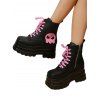 Ghost Pattern Square Toe Lace Up Side Zipper Thick Platform Gothic Martin Boots - Noir EU 43