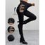 Pantalon gothique ajouré de couleur unie avec boucle carrée et taille haute, pantalon long skinny - Noir XXL | US 14