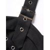Gothic Women Outfit Grommet Buckle Strap Mini Dress and Chain Rivets Choker Zipper Boots Set - Noir S | US 4