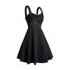 Gothic Women Outfit Grommet Buckle Strap Mini Dress and Chain Rivets Choker Zipper Boots Set - Noir S | US 4
