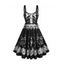 Robe gothique pour Halloween, mini-robe à lacets avec imprimé squelette - Noir S | US 4