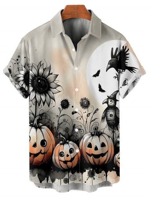 Chemise boutonnée gothique pour homme, imprimé citrouille, tournesol, chauve-souris, pour Halloween
