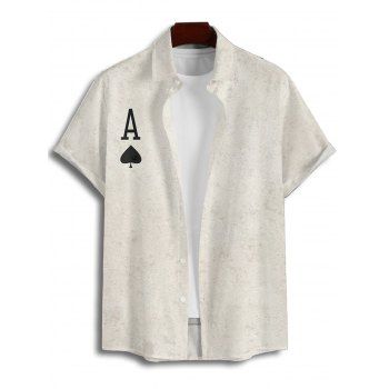 Gothic Couple Outfit Skull Playing Cards Print Spaghetti Strap Mini Dress and Shirt Matching Set