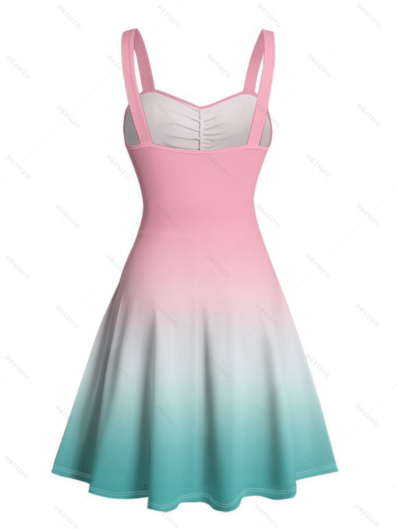 Robe de plage courte à imprimé cocotiers ombré et buste froncé - multicolor S | US 4