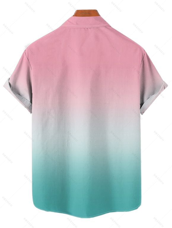 Chemise boutonnée à imprimé cocotiers ombré pour homme, idéale pour les vacances à la plage - multicolor 4XL