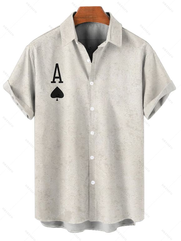 Gothic Couple Outfit Skull Playing Cards Print Spaghetti Strap Mini Dress and Shirt Matching Set - Gris Clair S | US 4